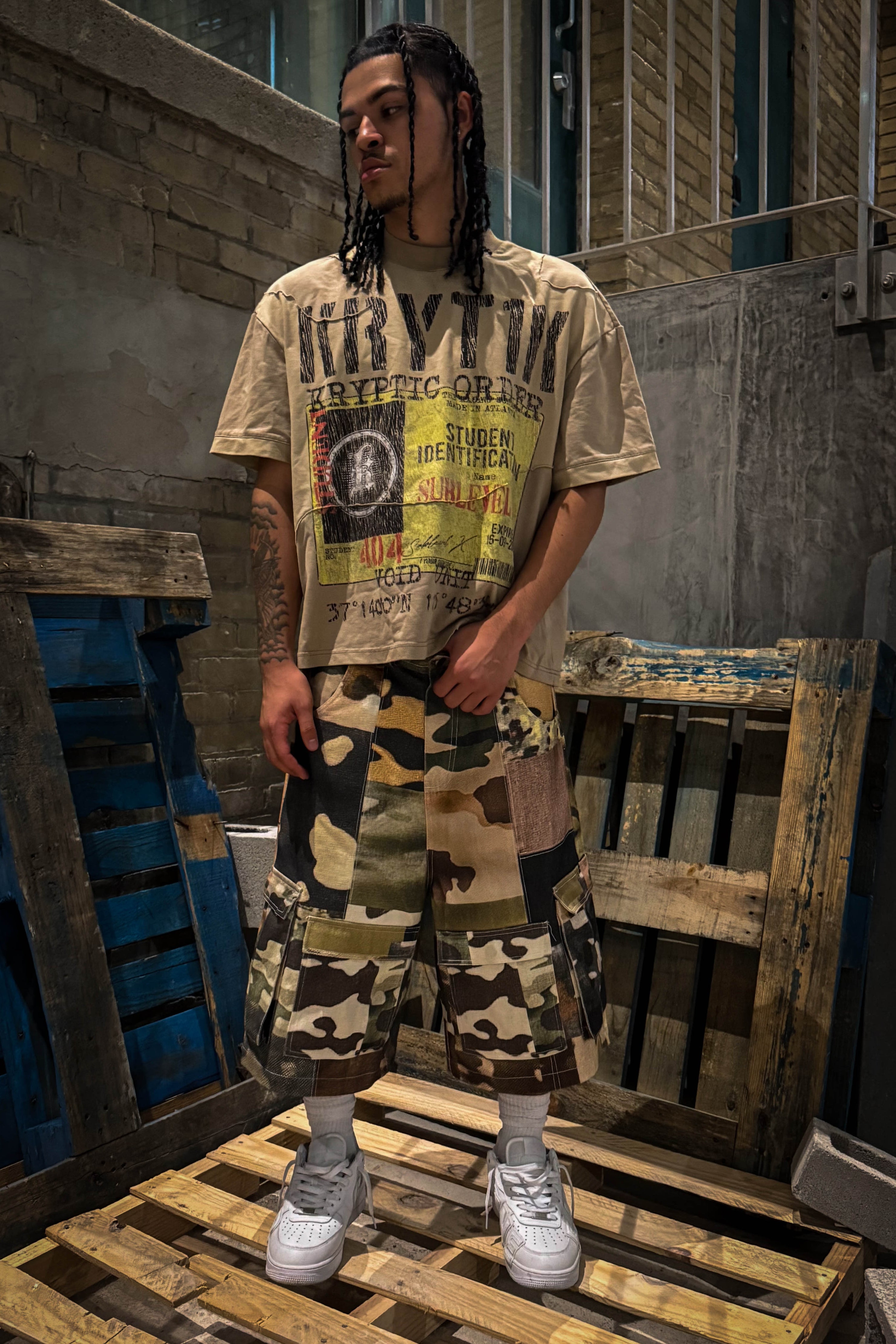 "SECTION K" TEE + "WAR OFF CARGO" JORTS